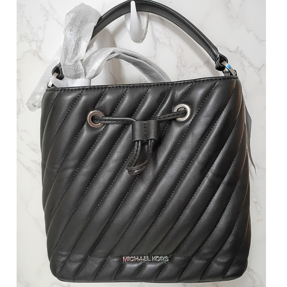 MICHAEL KORS Suri Black Quilted Leather Bucket Crossbody Bag - NWT